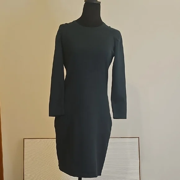 Calvin Klein Dark Green Puff Sleeve Sweater Dress - Picture 1 of 9